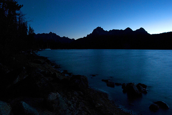 Redfish Lake at night
